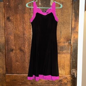 Chaps Black Dress with Pink Accents